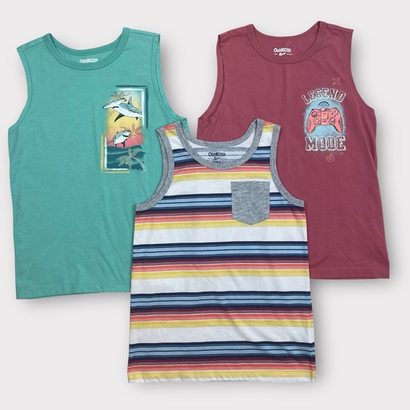 🤑 Sweet Style Steal! OshKosh Boys Tank Top Bundle Size 8 (Set of 3) - Picture 1 of 6